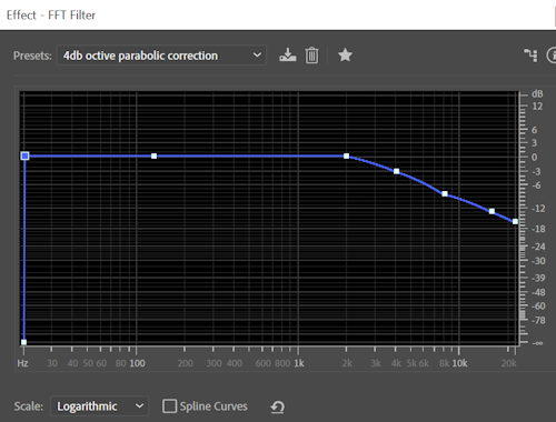parabolic gain correction filter